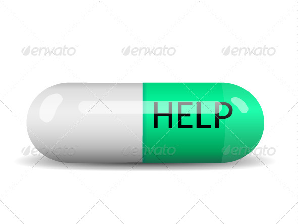 Capsule with Help text on it (Health/Medicine)