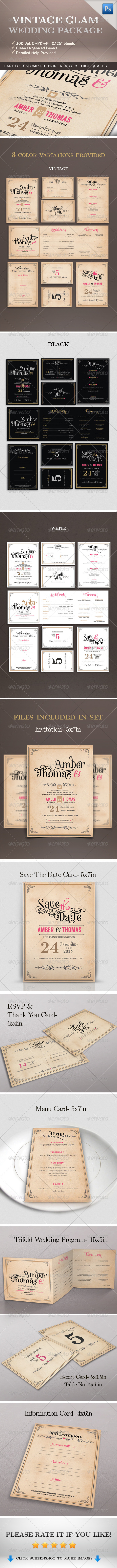 GraphicRiver Vintage Glam Wedding Package 7399809 GraphicRiver Vintage Glam Wedding Package 7399809