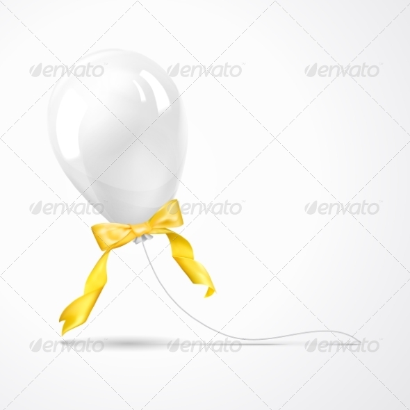 White Balloon with Bow (Birthdays)