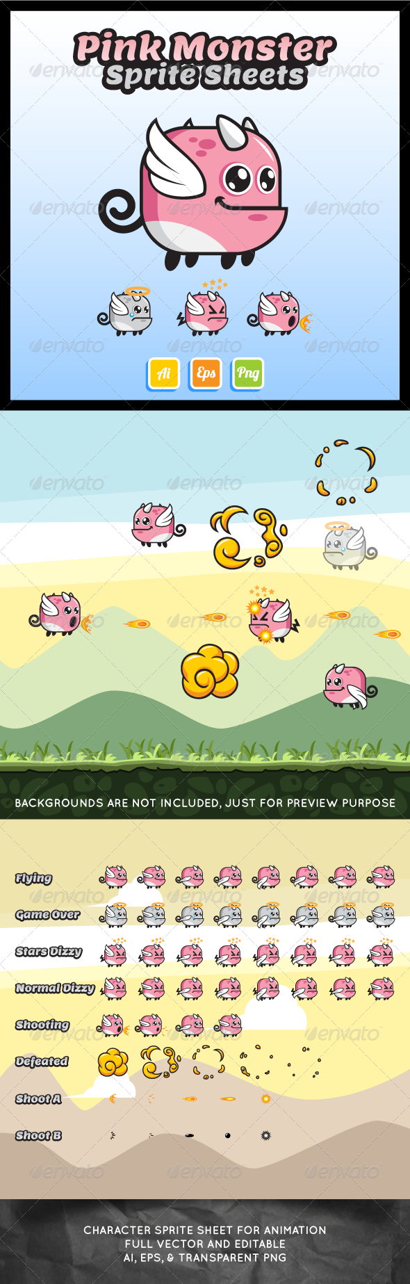 GraphicRiver Pink Monster Sprite Sheet 7403550 GraphicRiver Pink Monster Sprite Sheet 7403550