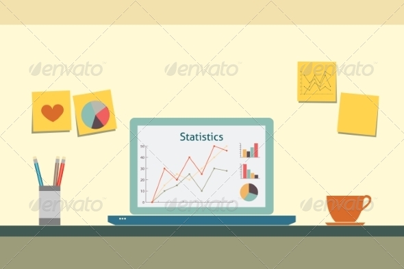 GraphicRiver Flat Workspace Interior 7404820 GraphicRiver Flat Workspace Interior 7404820
