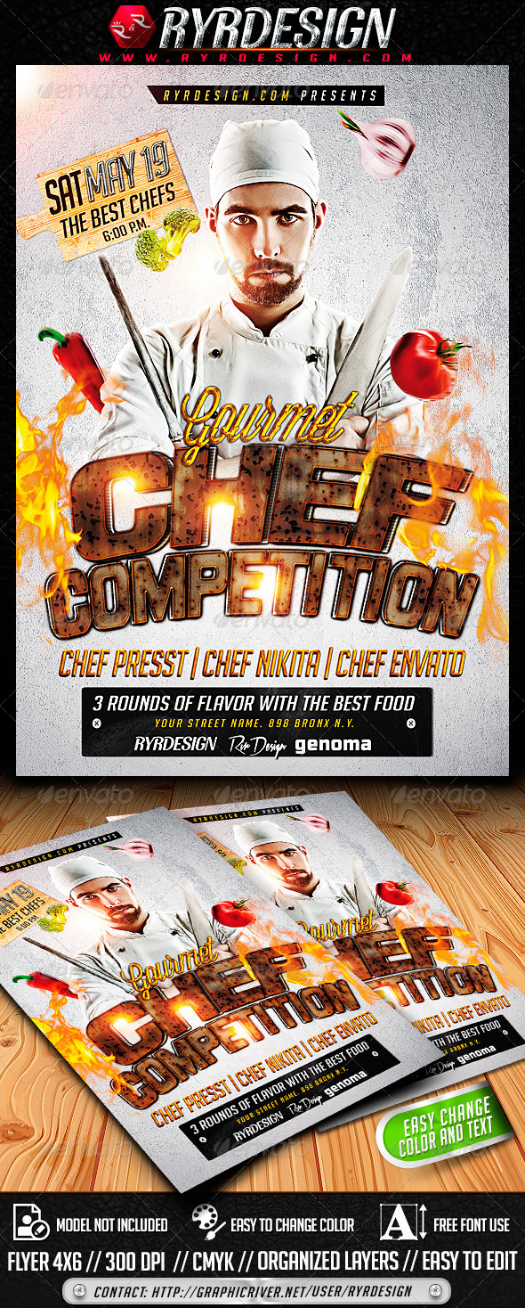 GraphicRiver Chef Food Contest Flyer PSD 7406282 GraphicRiver Chef Food Contest Flyer PSD 7406282