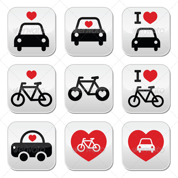 GraphicRiver I Love Cars and Bikes Buttons Set 7407704 GraphicRiver I Love Cars and Bikes Buttons Set 7407704