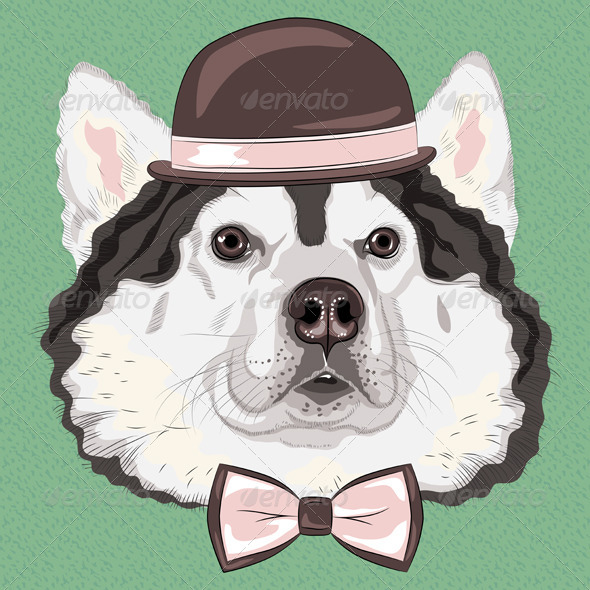 GraphicRiver Hipster Dog Alaskan Malamute 7408373 GraphicRiver Hipster Dog Alaskan Malamute 7408373