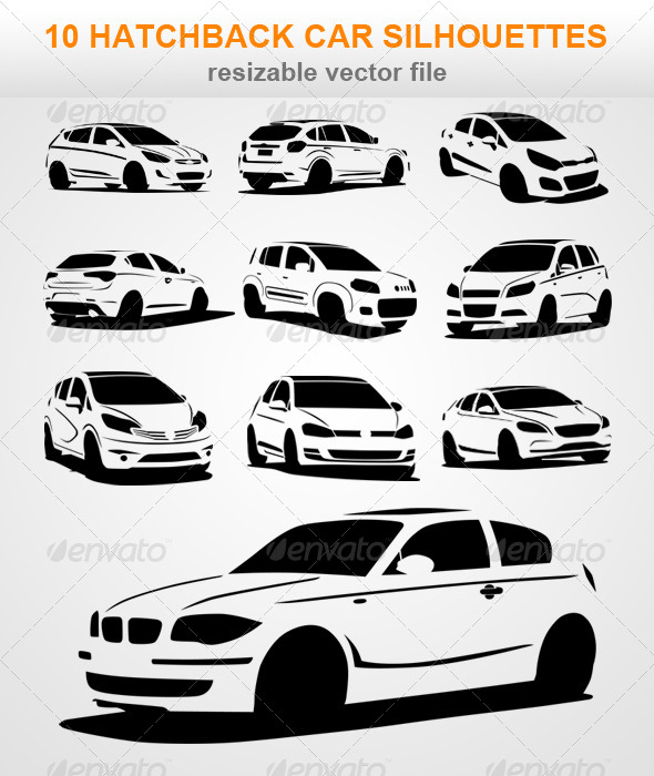 GraphicRiver 10 Hatchback Car Silhouettes 7408736 GraphicRiver 10 Hatchback Car Silhouettes 7408736