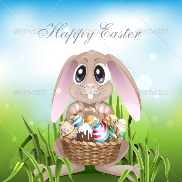 GraphicRiver The Easter Bunny with a Basket Full 7410383 GraphicRiver The Easter Bunny with a Basket Full 7410383