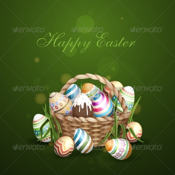 GraphicRiver Easter Background with a Basket 7410607 GraphicRiver Easter Background with a Basket 7410607