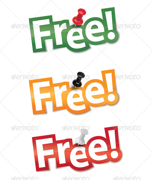 GraphicRiver Sticker set Free fixed by a thumbtack 7412201 GraphicRiver Sticker set Free fixed by a thumbtack 7412201
