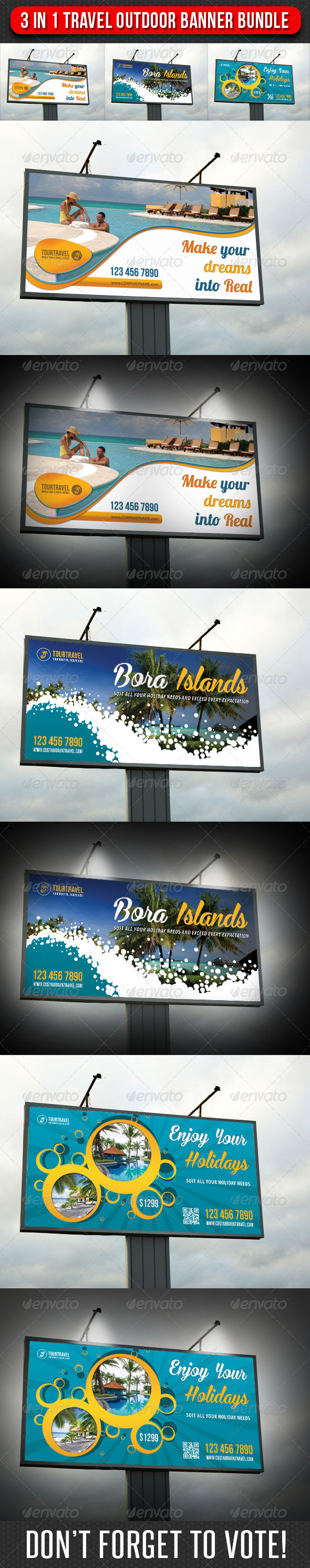 3 in 1 Travel Agency Outdoor Banner Bundle 01 (Signage)