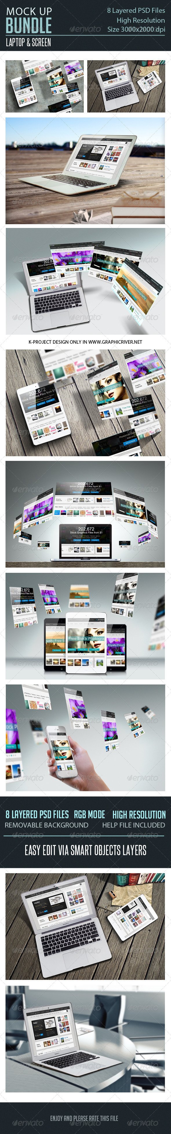 GraphicRiver Laptop Screen Mock Up Bundle 7414723 GraphicRiver Laptop Screen Mock Up Bundle 7414723