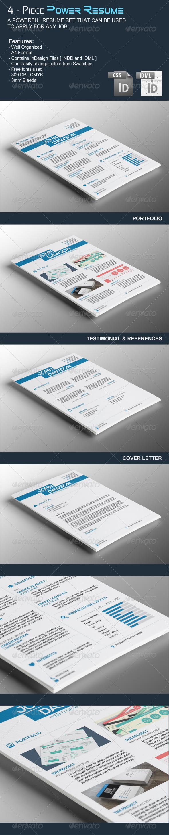 GraphicRiver 4-Piece Power Resume 7376697 GraphicRiver 4-Piece Power Resume 7376697
