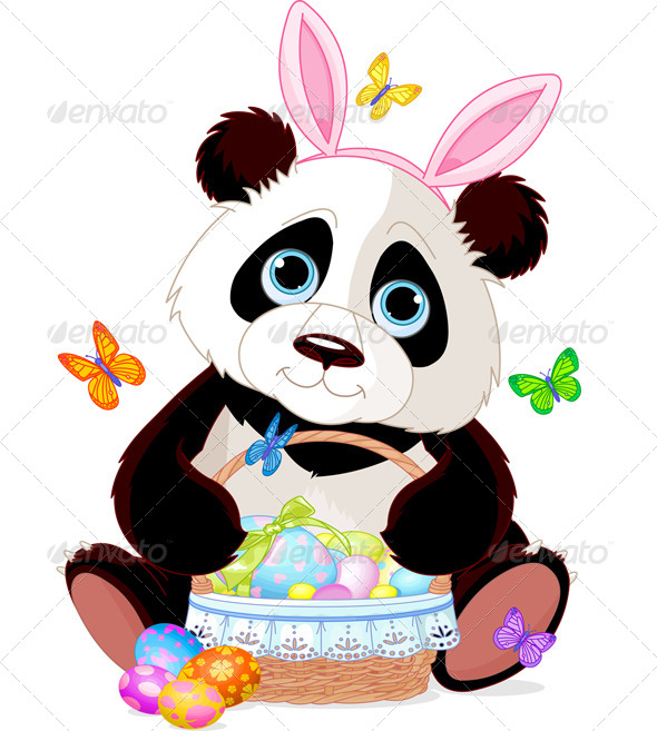 GraphicRiver Panda with Easter Basket 7416055 GraphicRiver Panda with Easter Basket 7416055