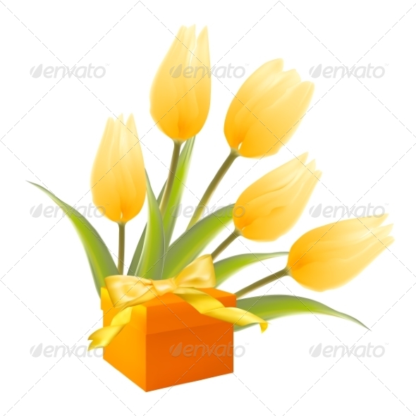 GraphicRiver Gift and Yellow Tulips 7416796 GraphicRiver Gift and Yellow Tulips 7416796