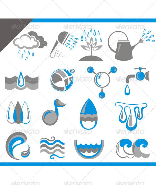 GraphicRiver Set of Icons of Water for Design 7417300 GraphicRiver Set of Icons of Water for Design 7417300