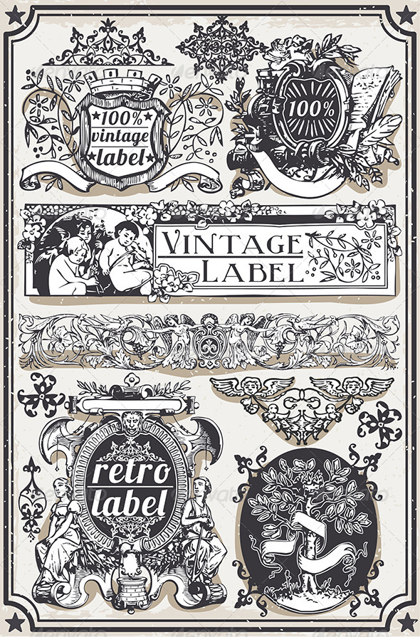 GraphicRiver Vintage Hand Drawn Graphic Banners and Labels 7417334 GraphicRiver Vintage Hand Drawn Graphic Banners and Labels 7417334