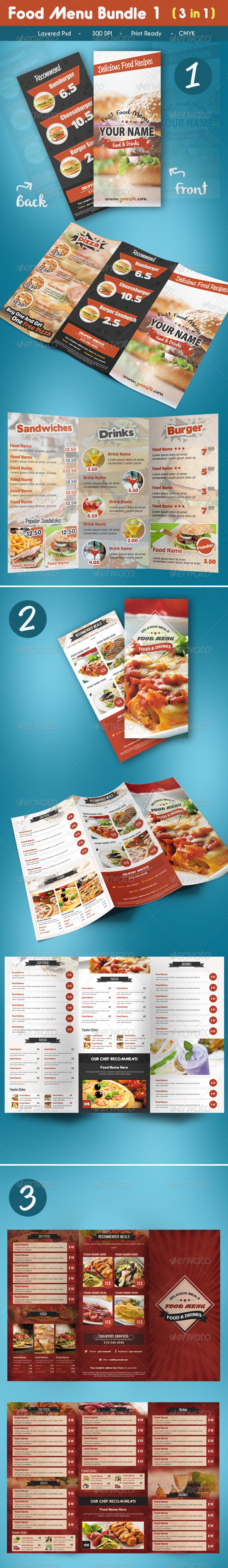 GraphicRiver Trifold Food Menu Bundle 1 7412687 GraphicRiver Trifold Food Menu Bundle 1 7412687