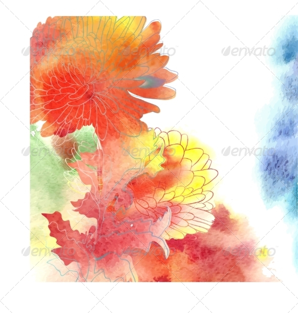 GraphicRiver Watercolor Background With Chrysanthemum 7421079 GraphicRiver Watercolor Background With Chrysanthemum 7421079