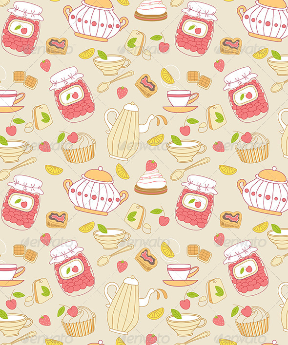 GraphicRiver Seamless Pattern with Tea and Fruits 7422395 GraphicRiver Seamless Pattern with Tea and Fruits 7422395
