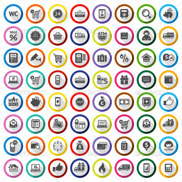 GraphicRiver 64 Shopping Icon Set 7422560 GraphicRiver 64 Shopping Icon Set 7422560