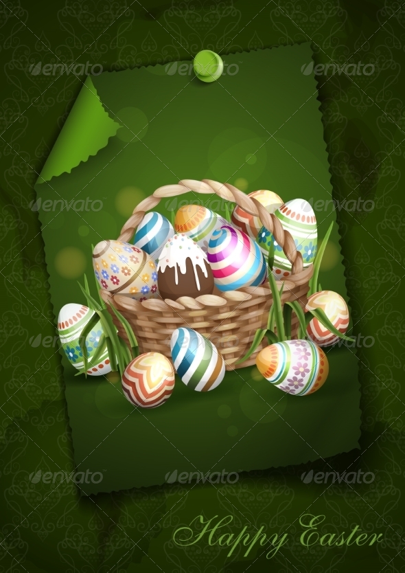 GraphicRiver Easter Background With A Basket 7423096 GraphicRiver Easter Background With A Basket 7423096
