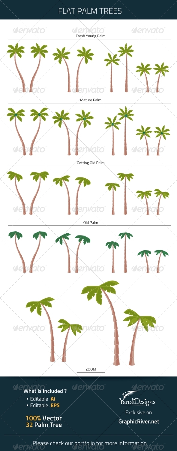 GraphicRiver Flat Palm Trees 7426468 GraphicRiver Flat Palm Trees 7426468