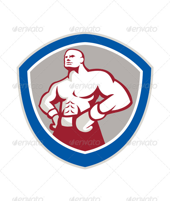 GraphicRiver Boxer with Hands on Hips Shield 7431608 GraphicRiver Boxer with Hands on Hips Shield 7431608