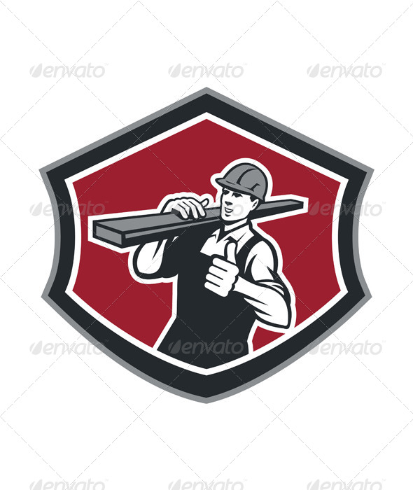 GraphicRiver Builder Carpenter Carry Timber Thumbs Up Retro 7431650 GraphicRiver Builder Carpenter Carry Timber Thumbs Up Retro 7431650