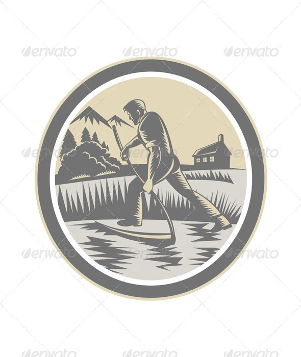 GraphicRiver Organic Farmer Reaping Using Scythe Retro 7431821 GraphicRiver Organic Farmer Reaping Using Scythe Retro 7431821