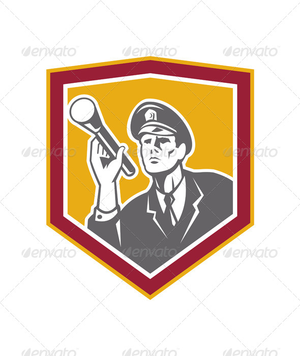 GraphicRiver Security Guard with Flashlight Shield Retro 7432009 GraphicRiver Security Guard with Flashlight Shield Retro 7432009