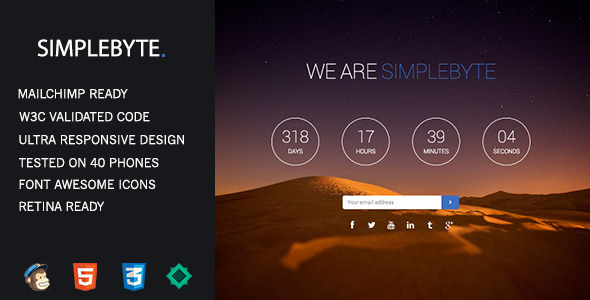 ThemeForest SimpleByte Responsive Coming Soon Template 7364841 ThemeForest SimpleByte Responsive Coming Soon Template 7364841