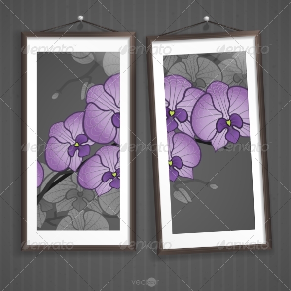 GraphicRiver Two Framed Floral Pictures on Striped Wall 7436213 GraphicRiver Two Framed Floral Pictures on Striped Wall 7436213