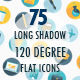 Long Shadow 120-degree Flat Icons Set