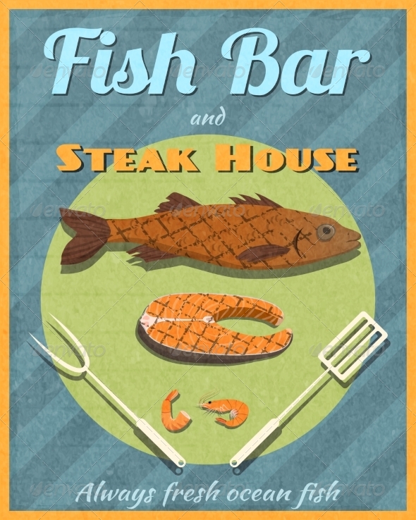 GraphicRiver Fish Bar Retro Poster 7640168