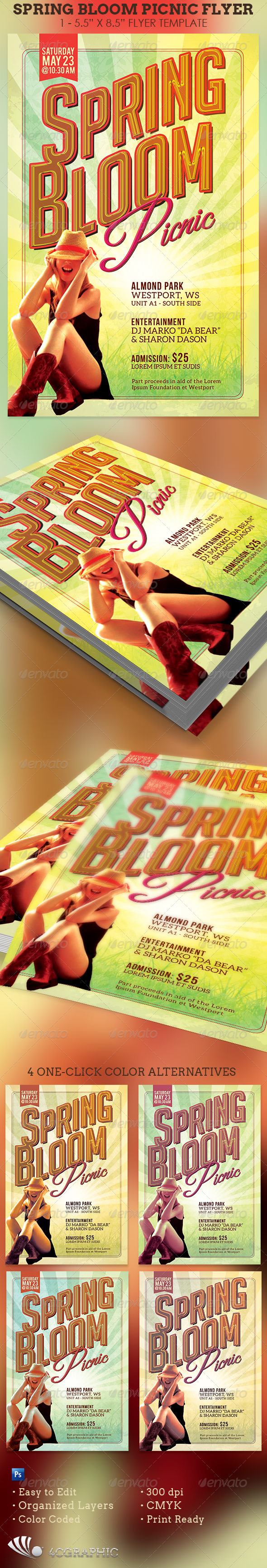 GraphicRiver Spring Bloom Picnic Flyer Template 7641605