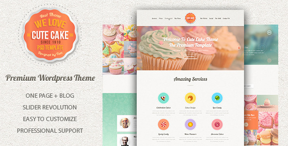 Cute Cake – Tema WordPress Responsivo de Uma Página