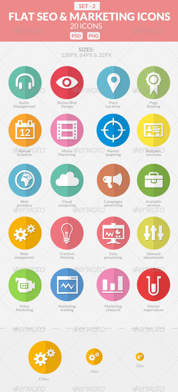 GraphicRiver Flat SEO & Marketing Icons Pack 2 7653517