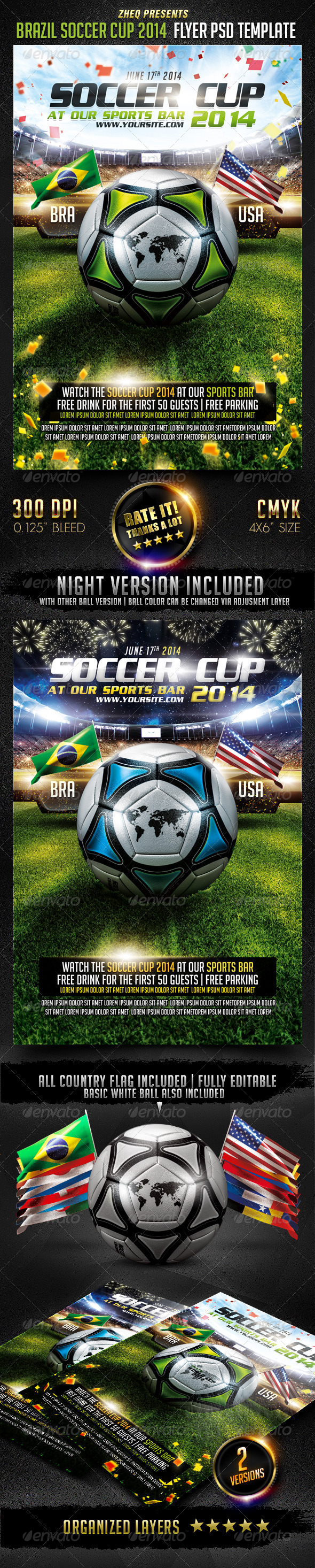 GraphicRiver Brazil Soccer Cup 2014 Flyer Template 7643626