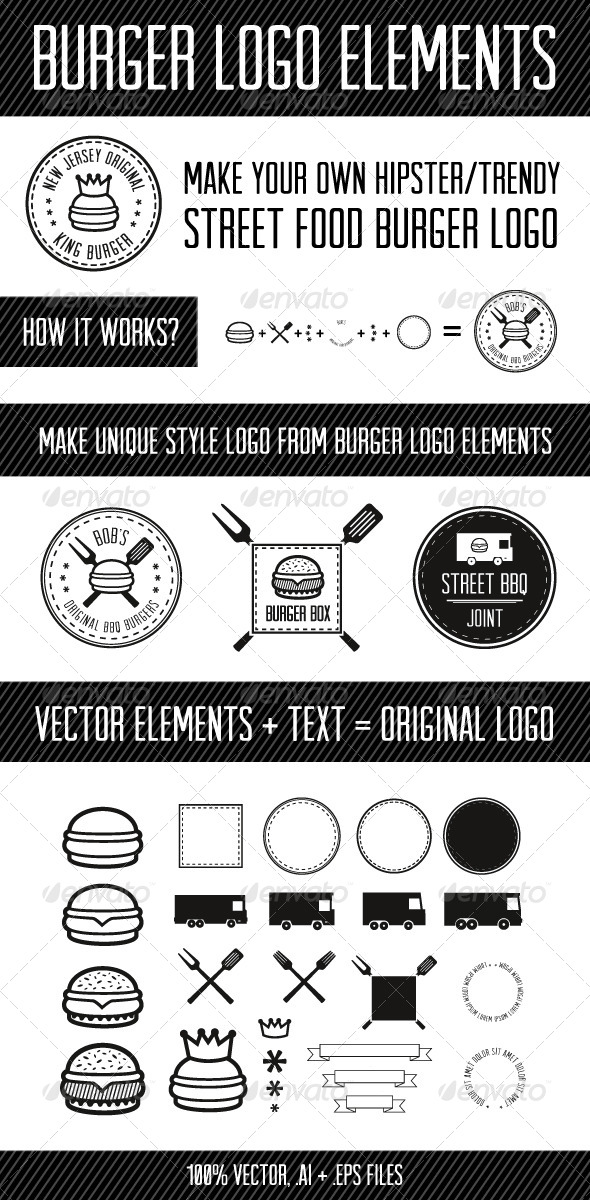 GraphicRiver Burger Logo Elements 7662743