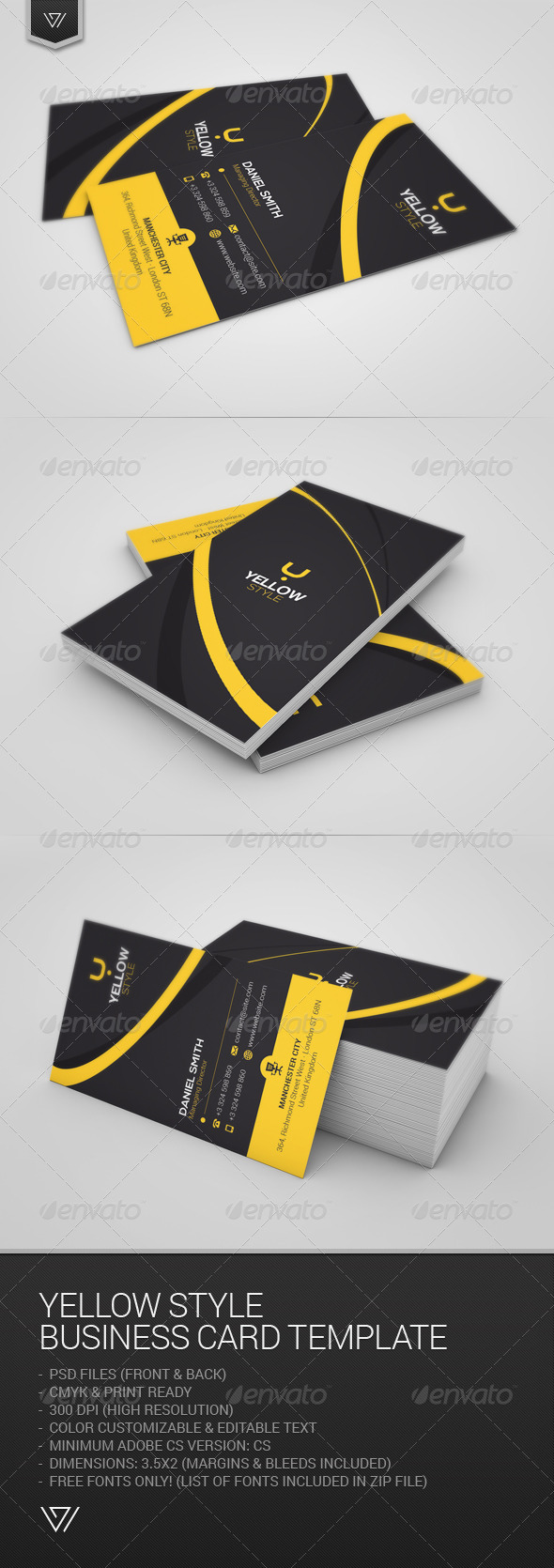 GraphicRiver Yellow Style Business Card 7664609