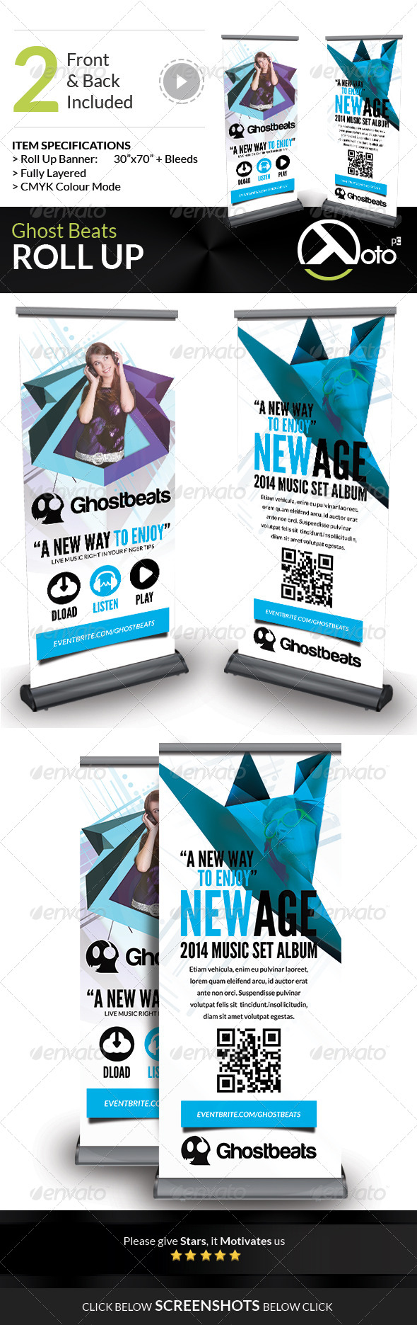 GraphicRiver Ghost Beats Music Downloads Roll Up 7666081
