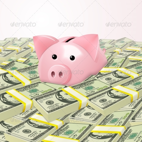 GraphicRiver Piggybank in Heap of Money 7668200