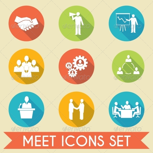 GraphicRiver Meet business partners icons set 7668320