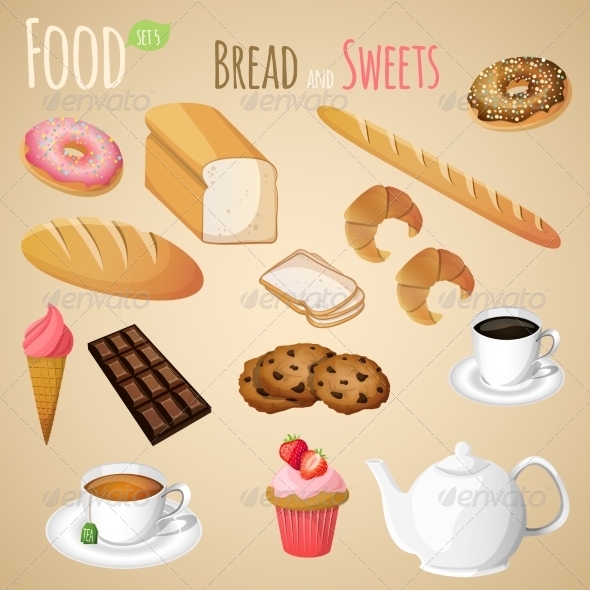 GraphicRiver Bread and Sweets Set 7668337