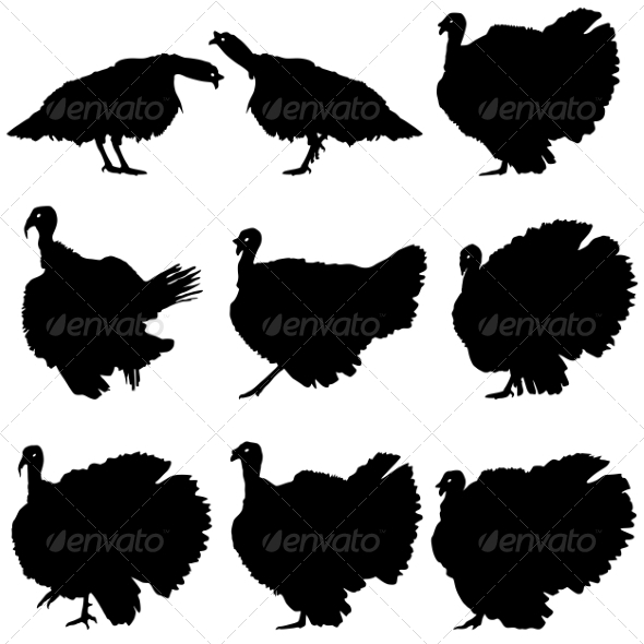 GraphicRiver Silhouettes of Turkeys 7671519