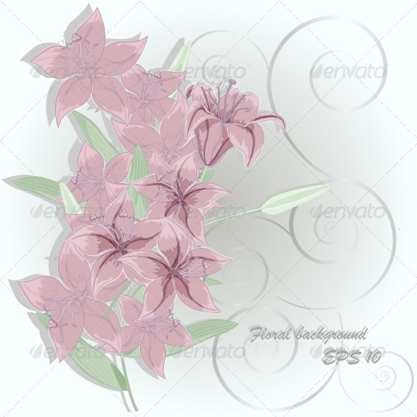 GraphicRiver Abstract Floral Background with Lily 7673245