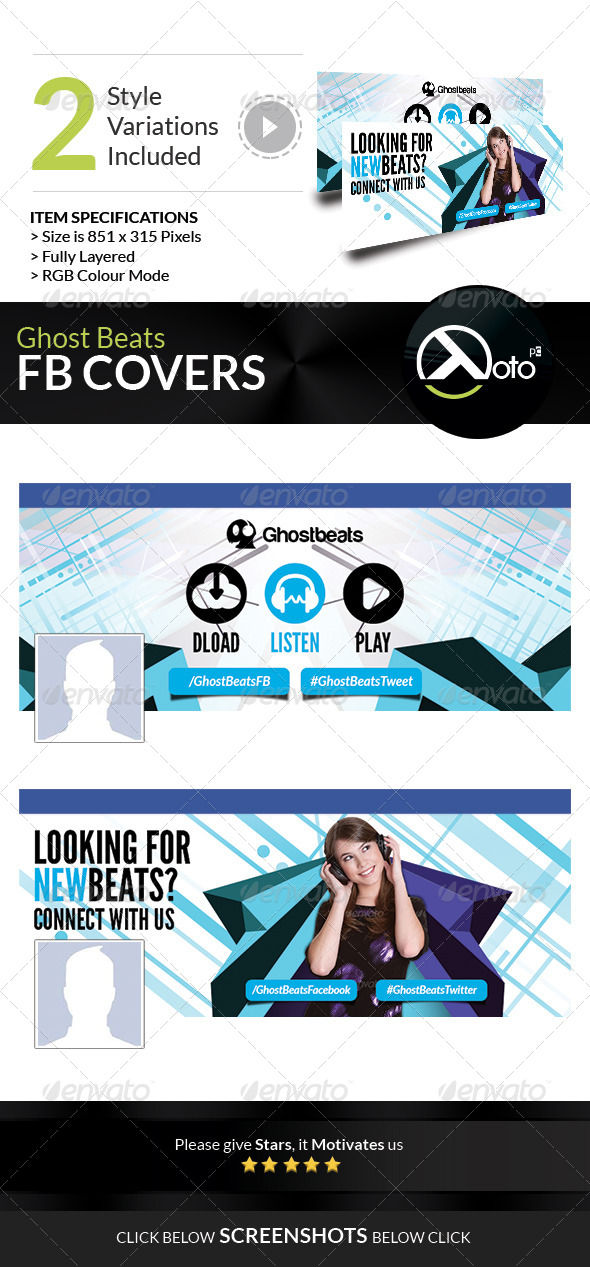 GraphicRiver Ghost Beats Music Downloads FB Timeline Cover 7673573