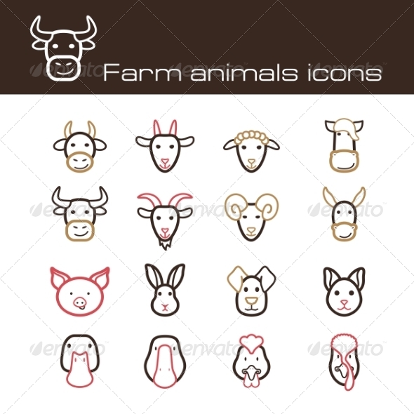 GraphicRiver Farm Animals Icons 7675412