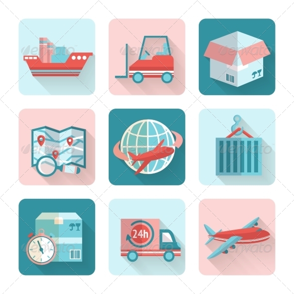 GraphicRiver Logistic Flat Icons 7675555