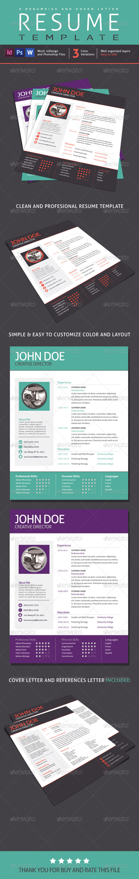 GraphicRiver 2 Resume Designs 1 Cover Letter V01 7662784