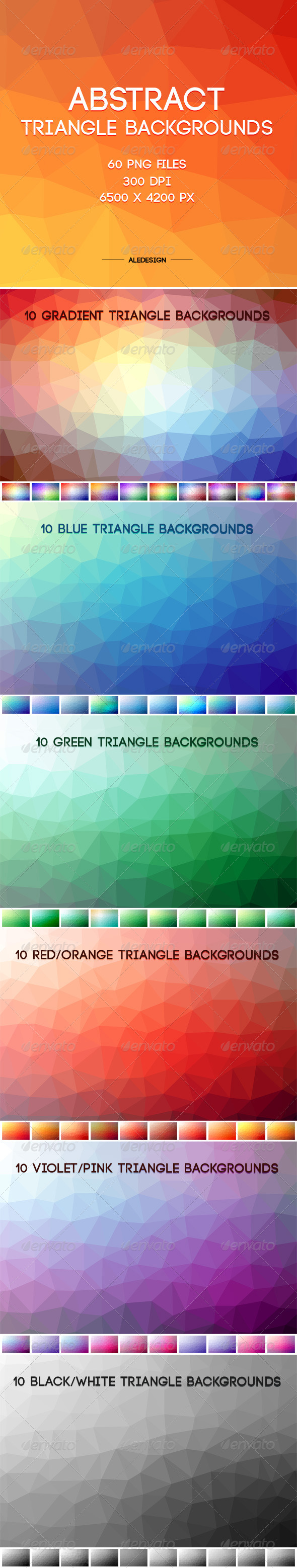 GraphicRiver Triangle Backgrounds 60 files 7677360